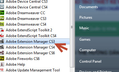 adobe extension manager