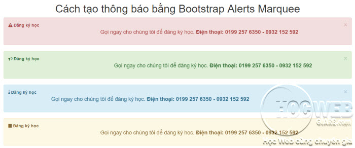 Cách tạo thông báo bằng Bootstrap Alerts Marquee