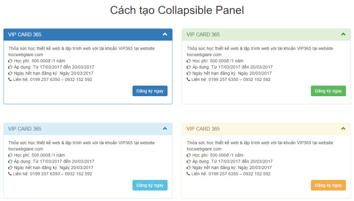 Hướng dẫn cách tạo Bootstrap Collapsible Panel