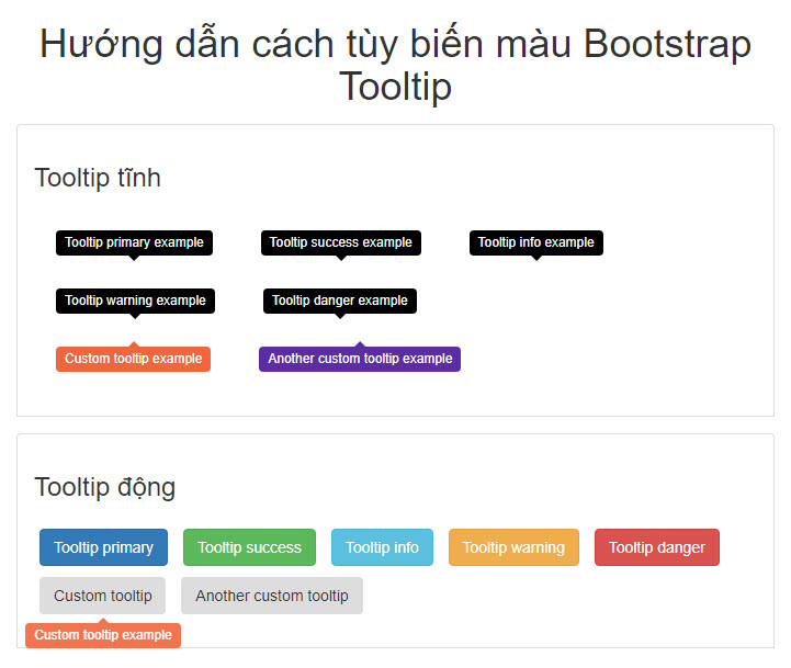 Hướng dẫn cách tùy biến màu Bootstrap Tooltip