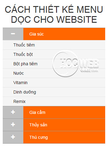 Hướng dẫn tạo menu dọc cho website