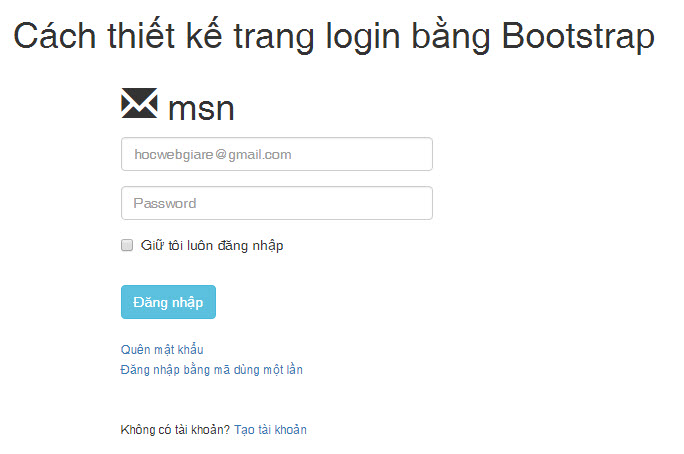 Cách thiết kế trang login bằng Bootstrap